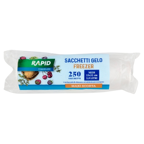 Rapid Congelare Sacchetti Gelo Freezer Medi 23X32 cm 2,5 Litri 250 pz